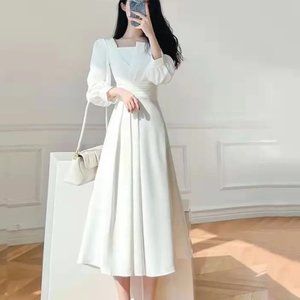White elegant A-line dress
